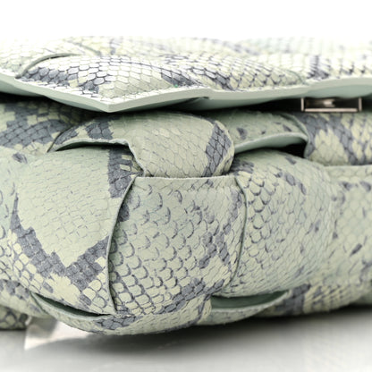 Bottega Veneta Goatskin Python Embossed Padded Cassette Crossbody Bag Dew Black Silver 9 of 13