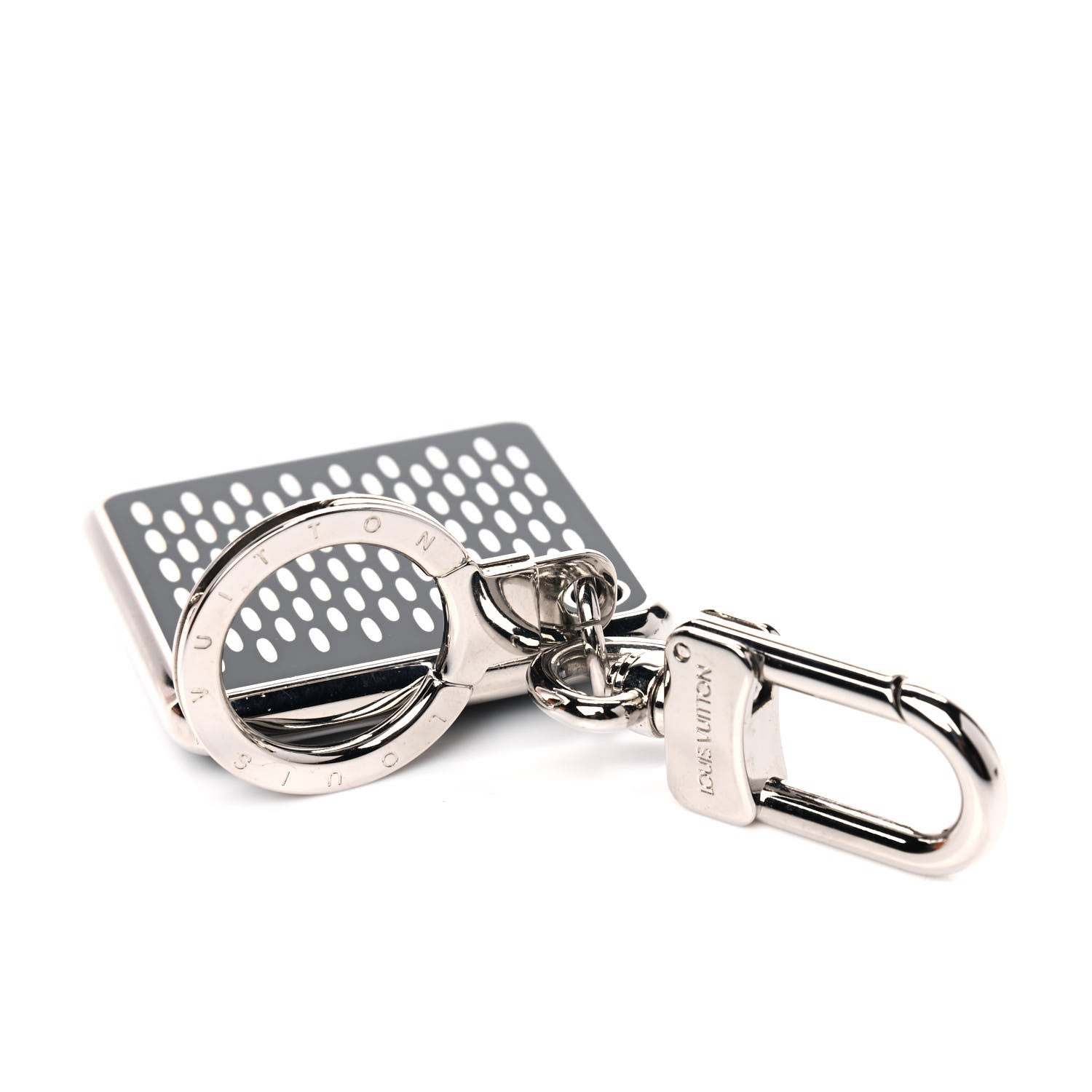 Louis Vuitton Damier Logo Square Key Holder Black Silver 3 of 3