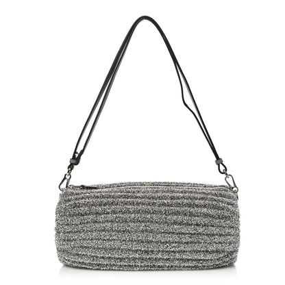Loewe Metallic Lurex Pleated Bracelet Pouch Shoulder Bag Silver 1 of 9