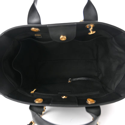 Chanel Calfskin Knit Medium Deauville Tote Black 4 of 9