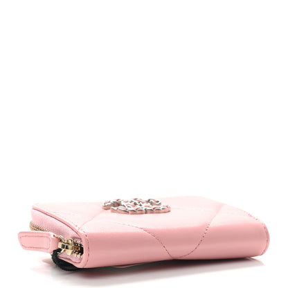 Chanel Lambskin Quilted Chanel 19 Zip Around Coin Purse Wallet Light Pink 4 of 7