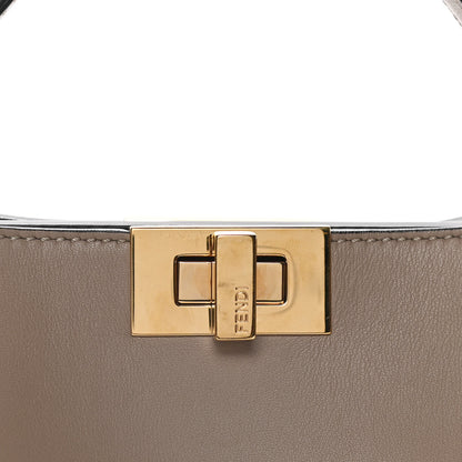 Fendi Vitello Tahiti Burro Medium Peekaboo Iconic Essentially Satchel Tortora Black 7 of 22