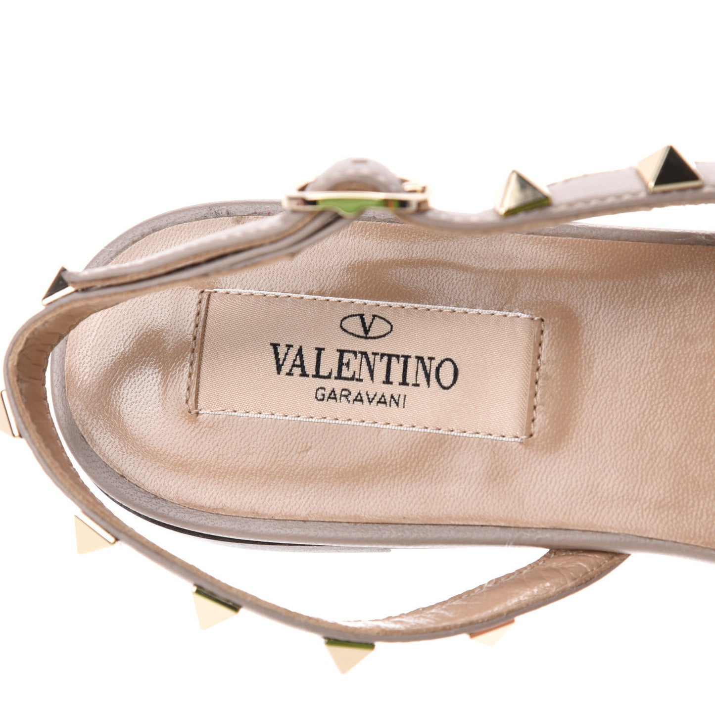 Patent Rockstud Slingback Flats 37.5 Water Rose Poudre