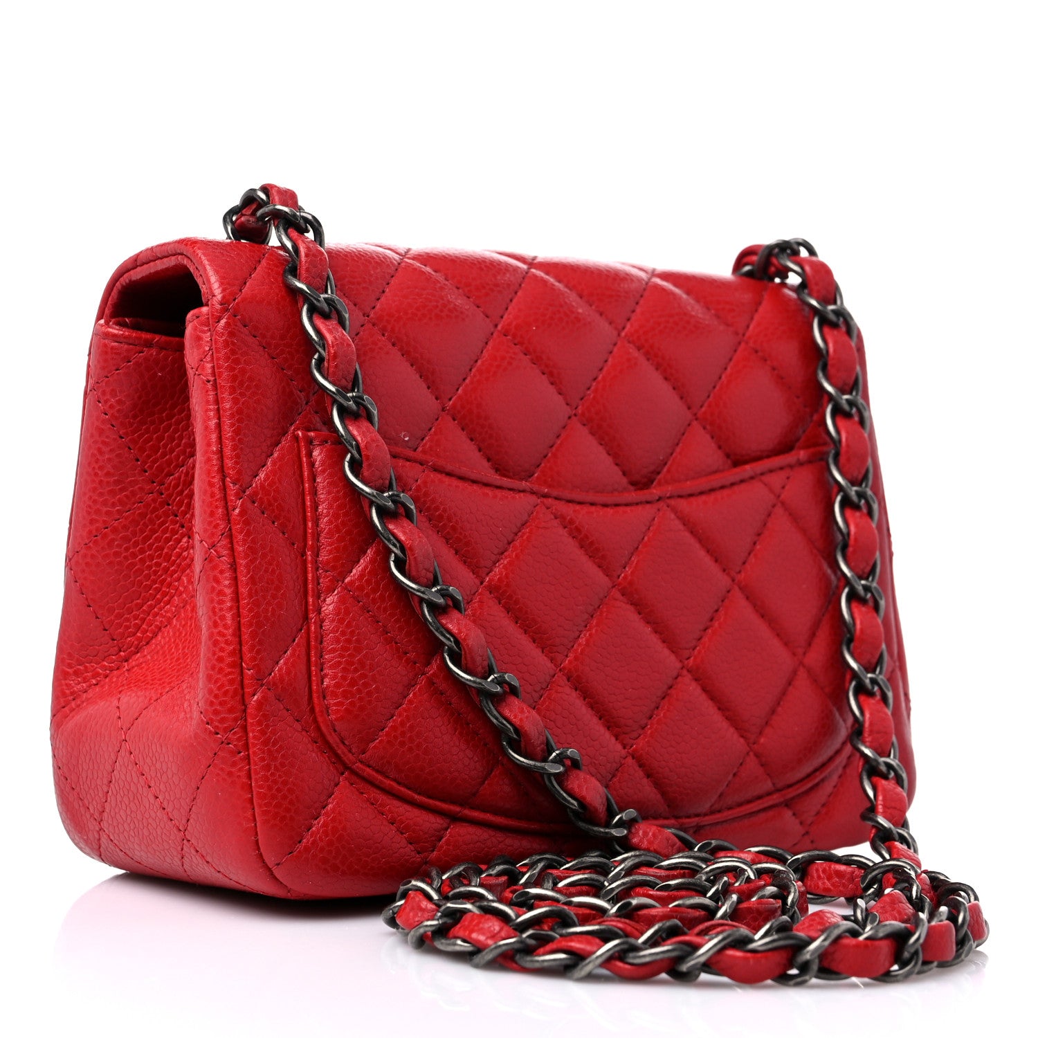 Chanel Caviar Quilted Mini Square Flap Red 3 of 14