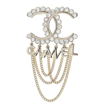 Chanel Metal Crystal Bow-tiful CC Chain Brooch Gold 1 of 4