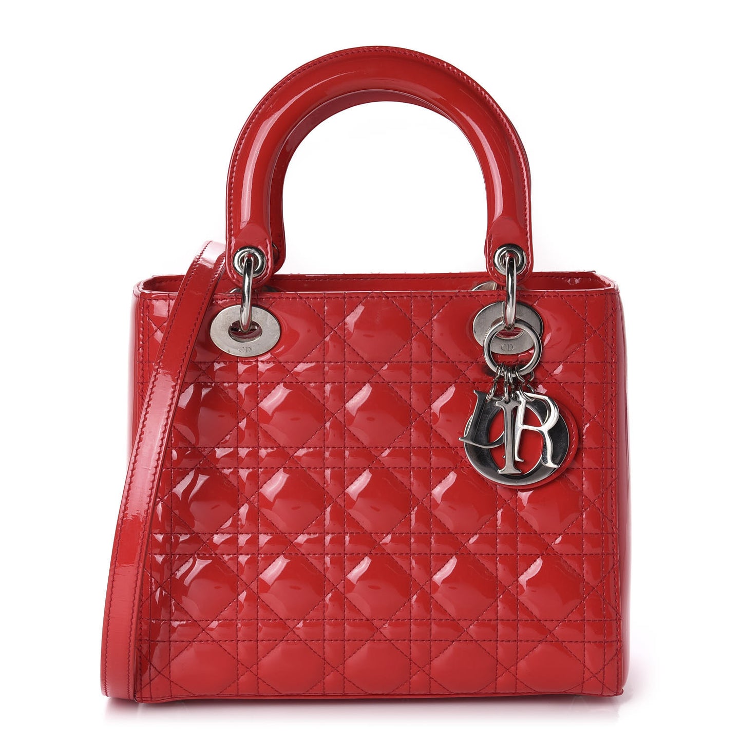 Patent Cannage Medium Lady Dior Red
