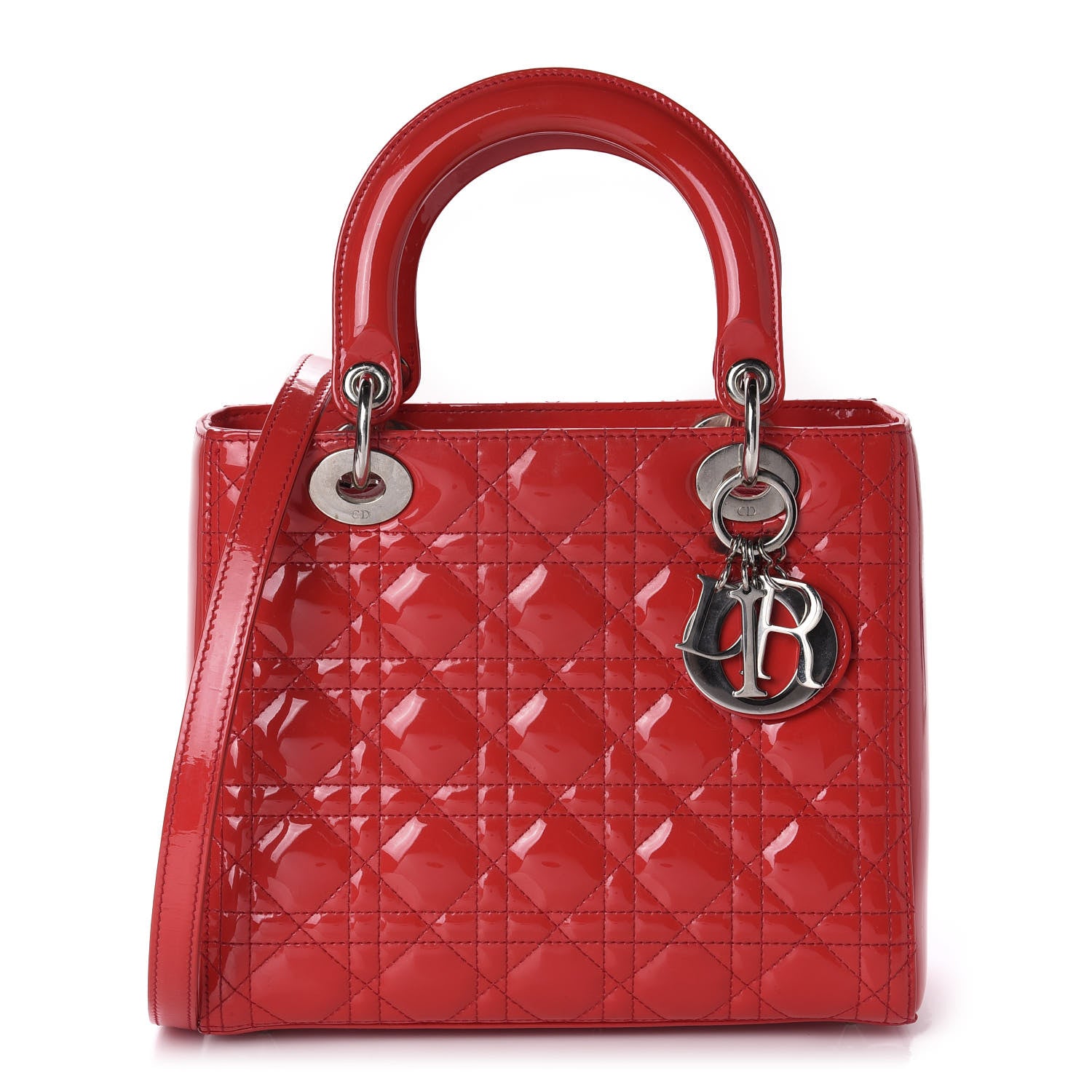 Christian Dior Patent Cannage Medium Lady Dior Red 1 of 10