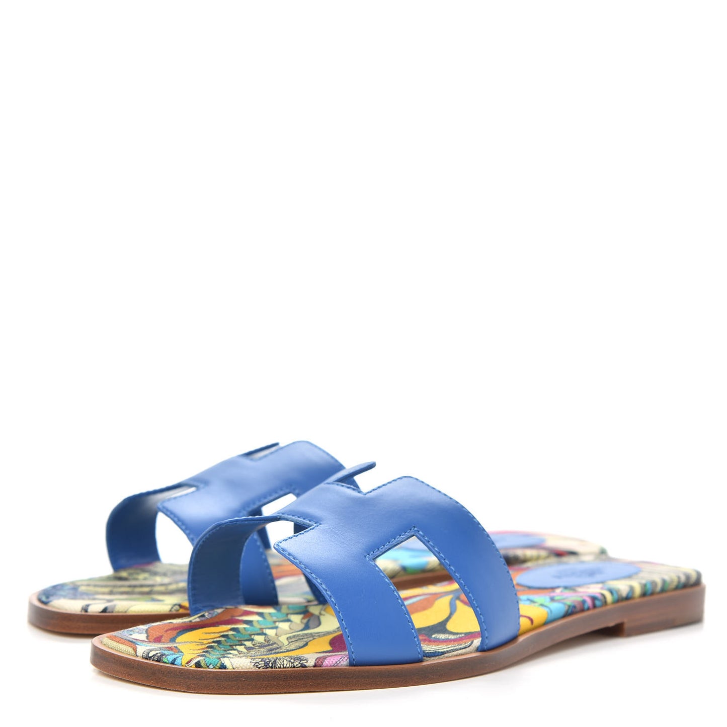 Calfskin Oran Sandals 36.5 Bleu Zanzibar