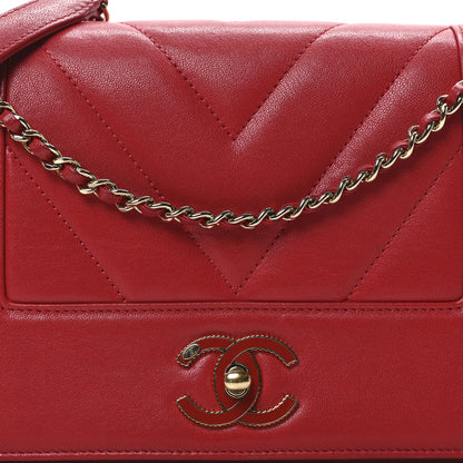 Chanel Sheepskin Chevron Quilted Vintage Mademoiselle Flap Red 8 of 10