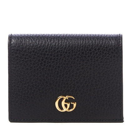 Gucci Pebbled Calfskin GG Marmont Card Case Black 1 of 7