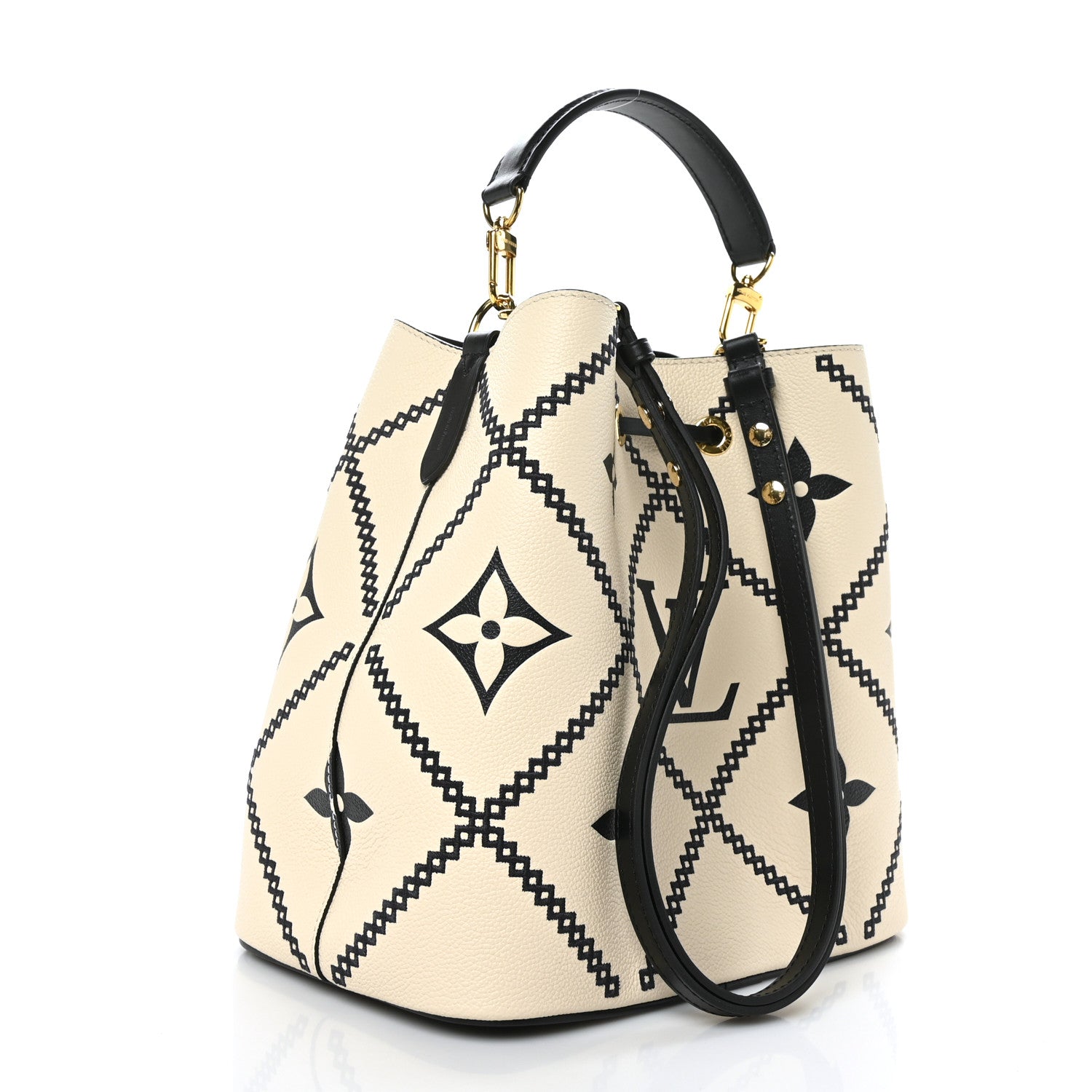 Louis Vuitton Empreinte Monogram Giant Broderies Neonoe MM Cream Black 4 of 11