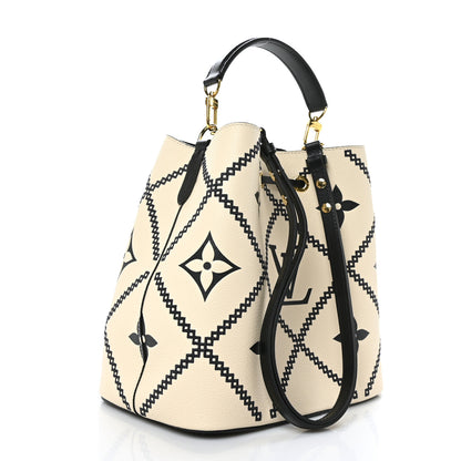 Louis Vuitton Empreinte Monogram Giant Broderies Neonoe MM Cream Black 4 of 11