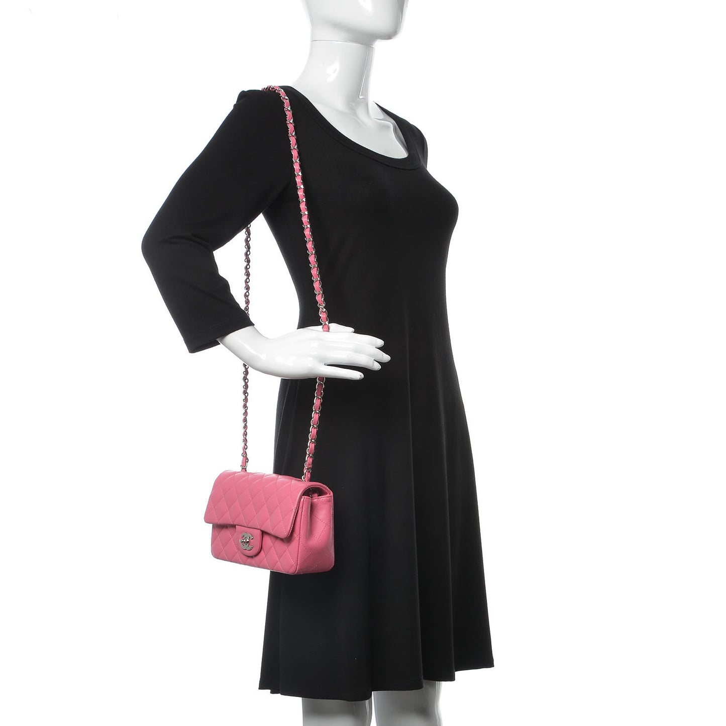 Lambskin Quilted Mini Rectangular Flap Pink