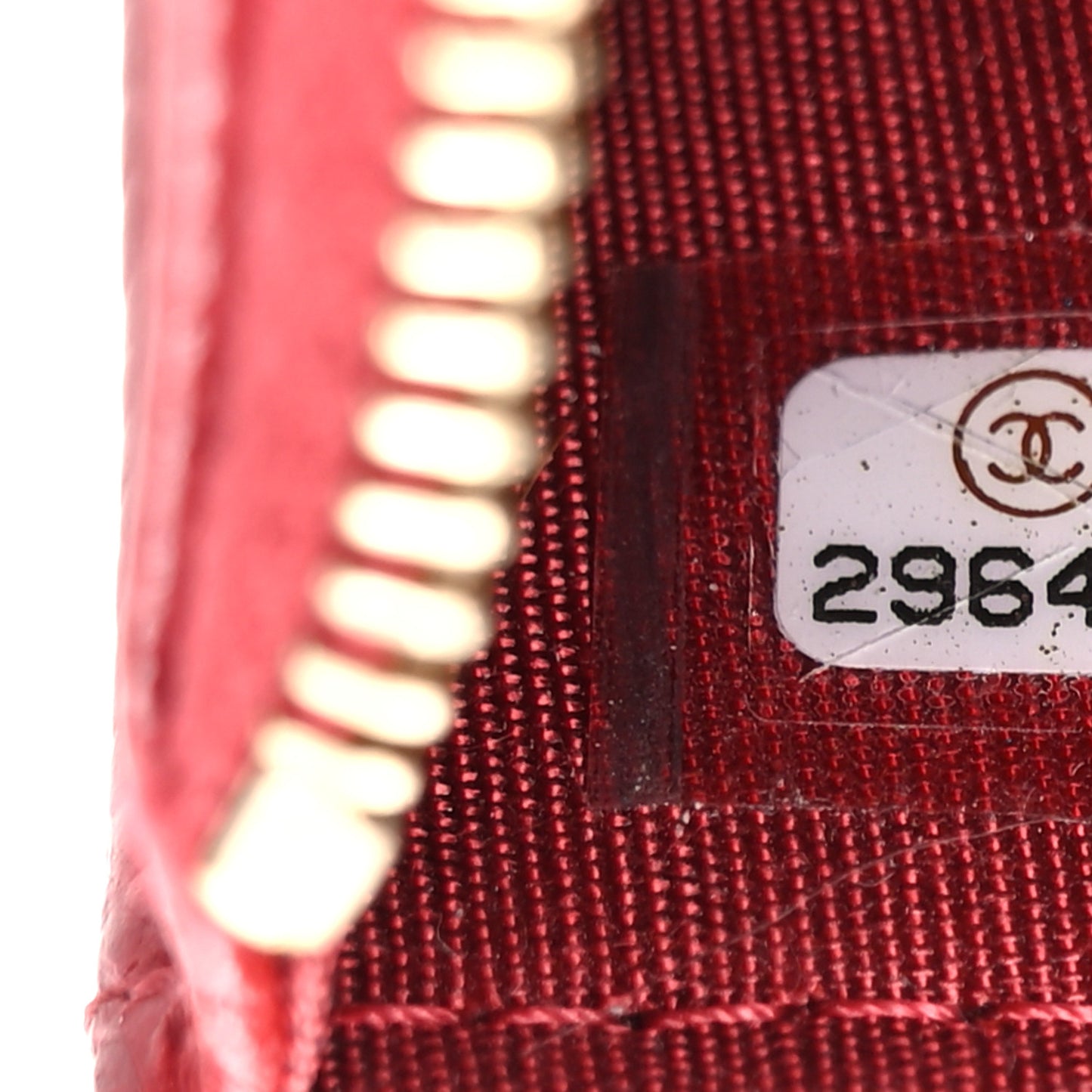 Caviar Camellia Embossed Classic Flat Wallet Pouch Red