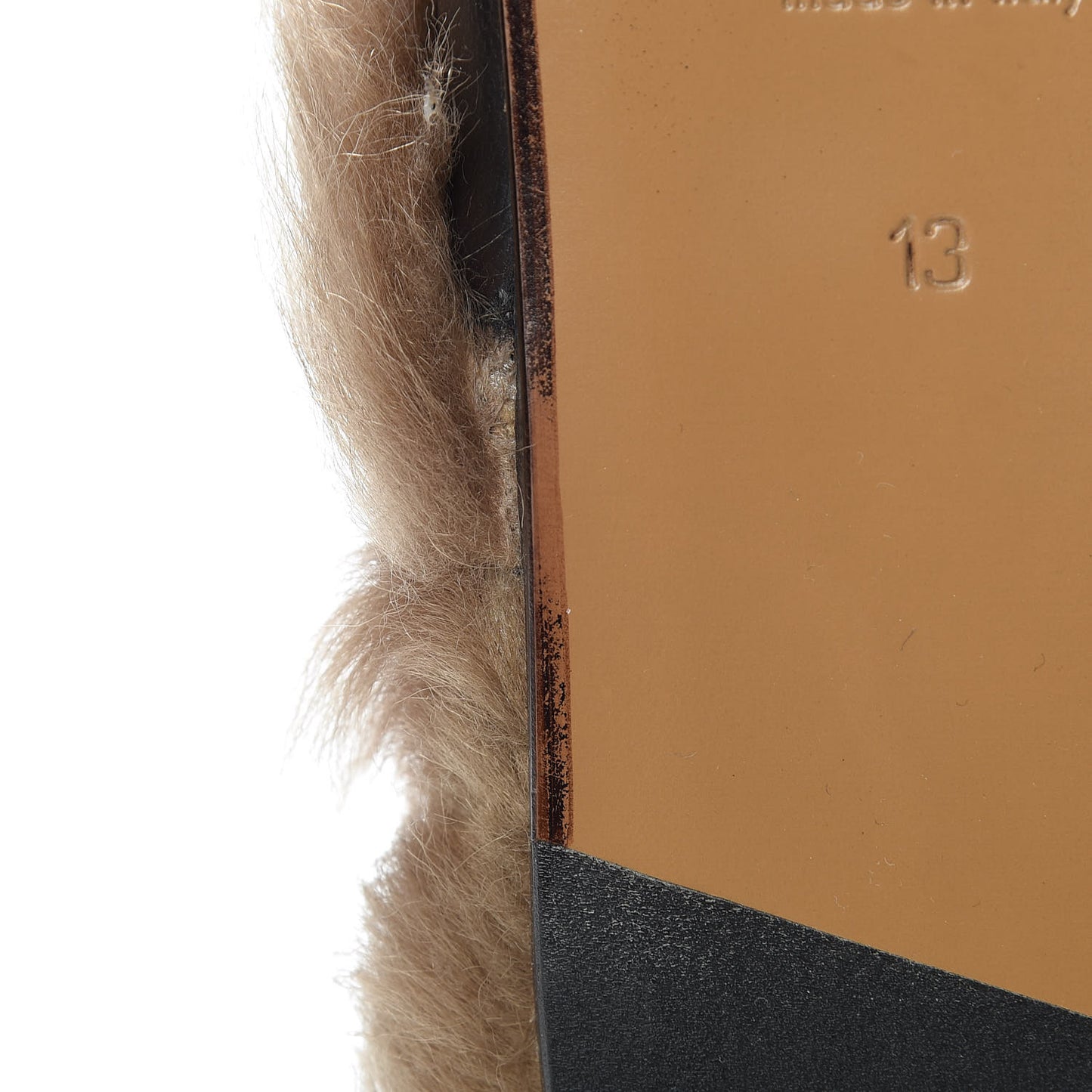Goatskin Fur Web GG Mens Princetown Slippers 13 Cocoa