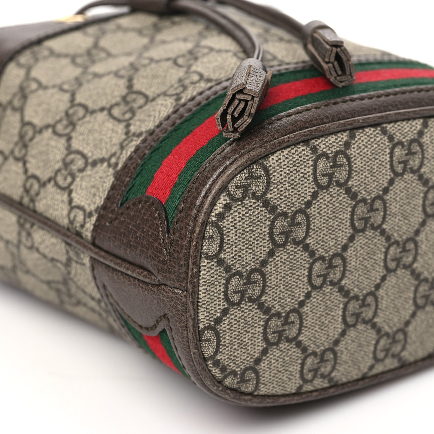 GG Supreme Monogram Web Mini Ophidia Bucket Bag Brown