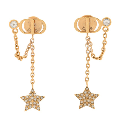 Christian Dior Crystal Star CD J'Adior Dangle Earrings Gold 1 of 4