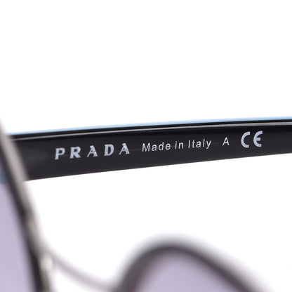 Prada Mirrored Round Sunglasses SPR 57T Black Blue 6 of 7