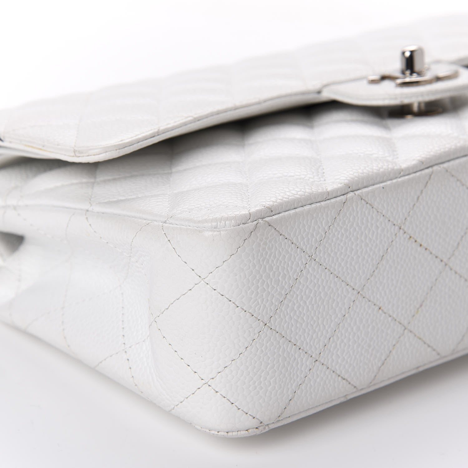 Chanel Caviar Quilted Medium Double Flap White 6 of 17