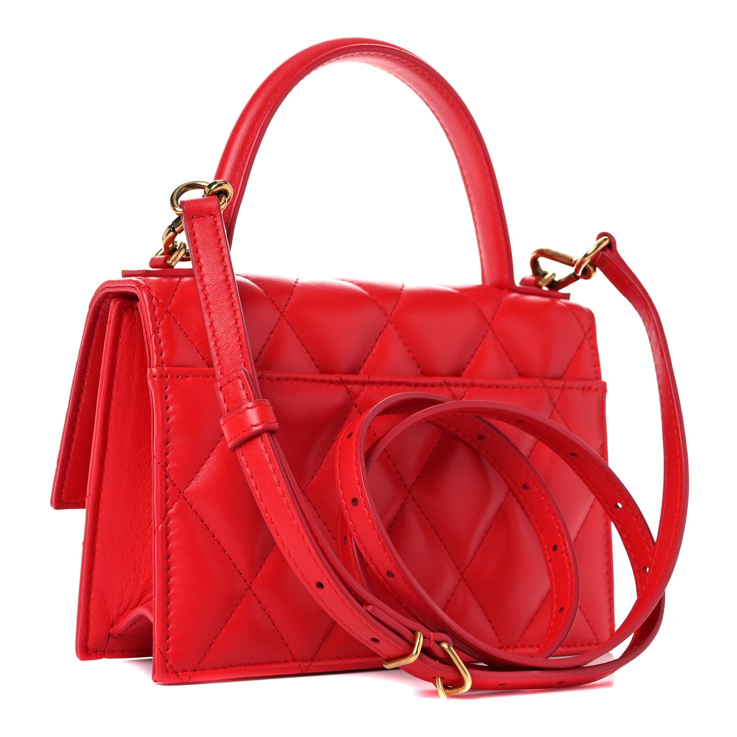 Balenciaga Nappa Calfskin Quilted XS Sharp Top Handle Bag Bright Red 2 of 17