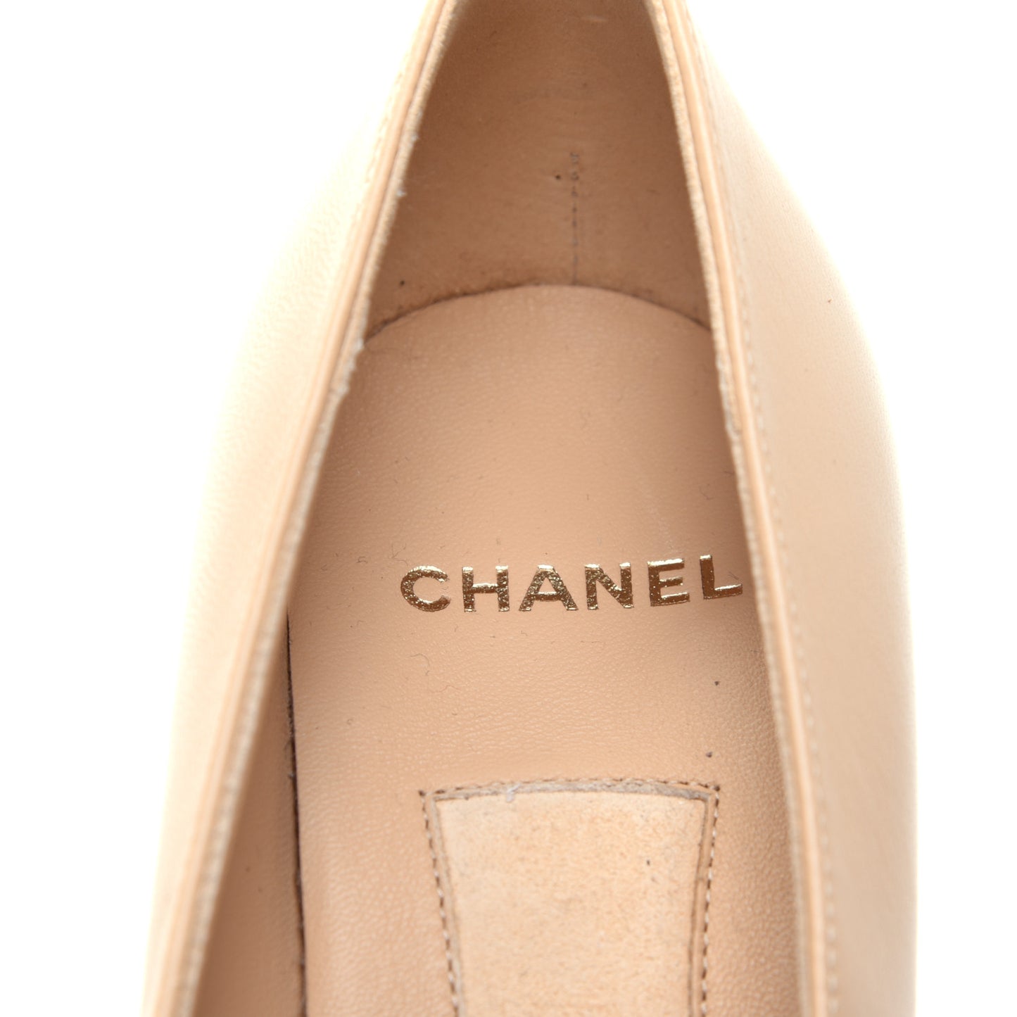 Lambskin Patent Cap Toe Pearl Pumps 37.5 Beige Black