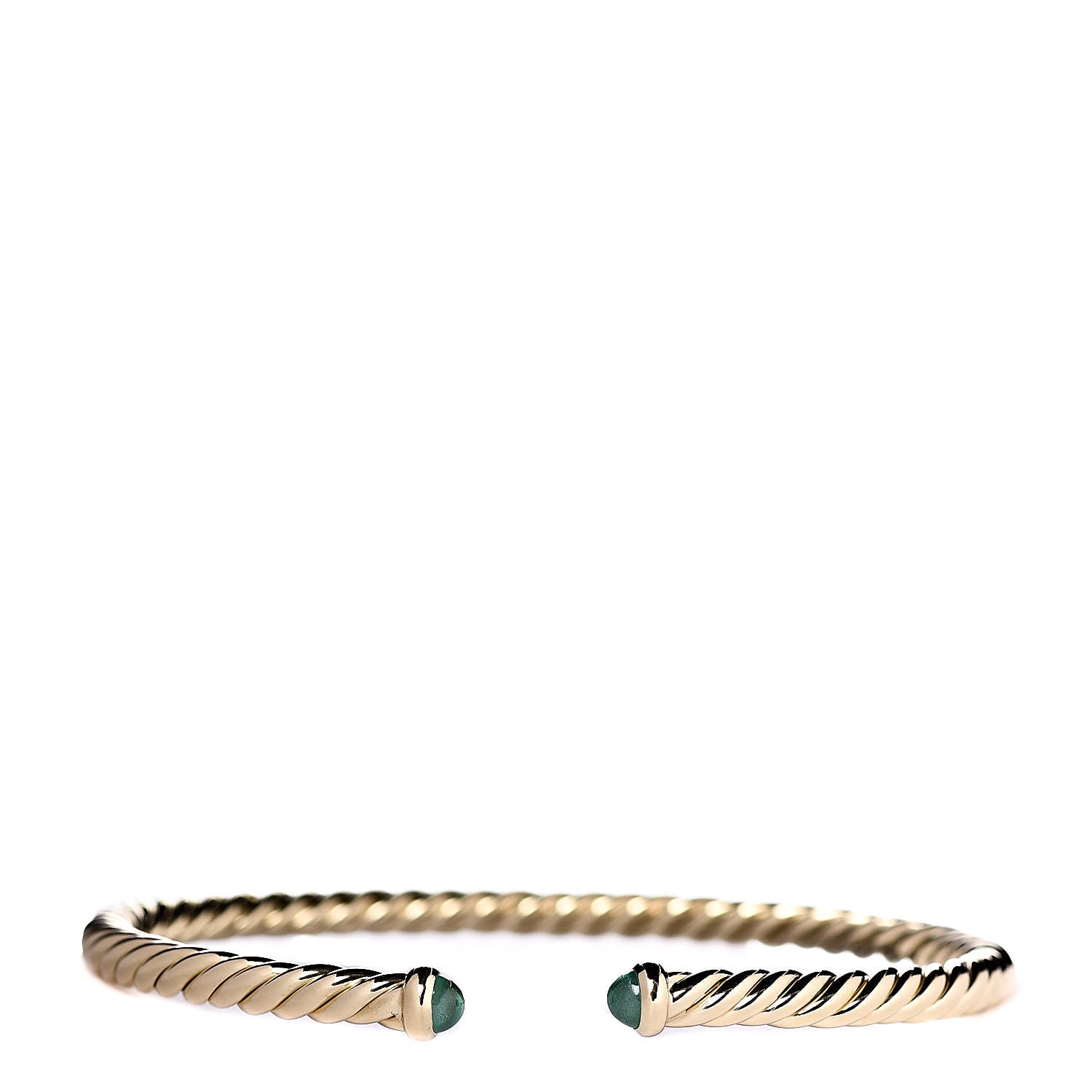 David Yurman 18K Yellow Gold Emerald 4mm Cablespira Bracelet 2 of 5