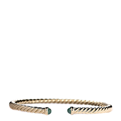 David Yurman 18K Yellow Gold Emerald 4mm Cablespira Bracelet 2 of 5