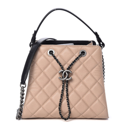 Chanel Caviar Quilted Small CC Bucket Bag Beige 1 of 10