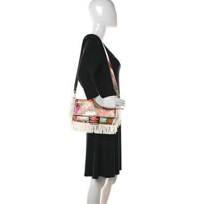Fendi Coated Canvas Fringe Maxi Daisies Baguette Arancio White Multicolor 2 of 10