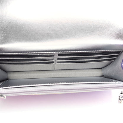 Chanel Gradient Metallic Calfskin Quilted Wallet On Chain WOC Silver Blue Yellow Purple 5 of 10