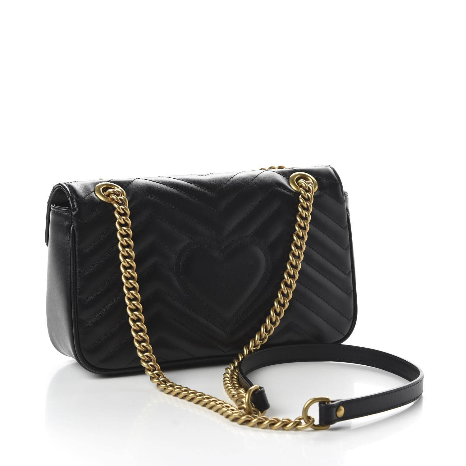 Gucci Calfskin Matelasse Small GG Marmont Shoulder Bag Black 3 of 11