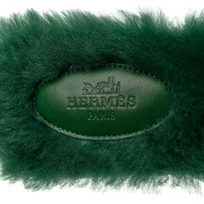 Hermes Woolskin Oran Sandals 40 Vert Anglais 6 of 8