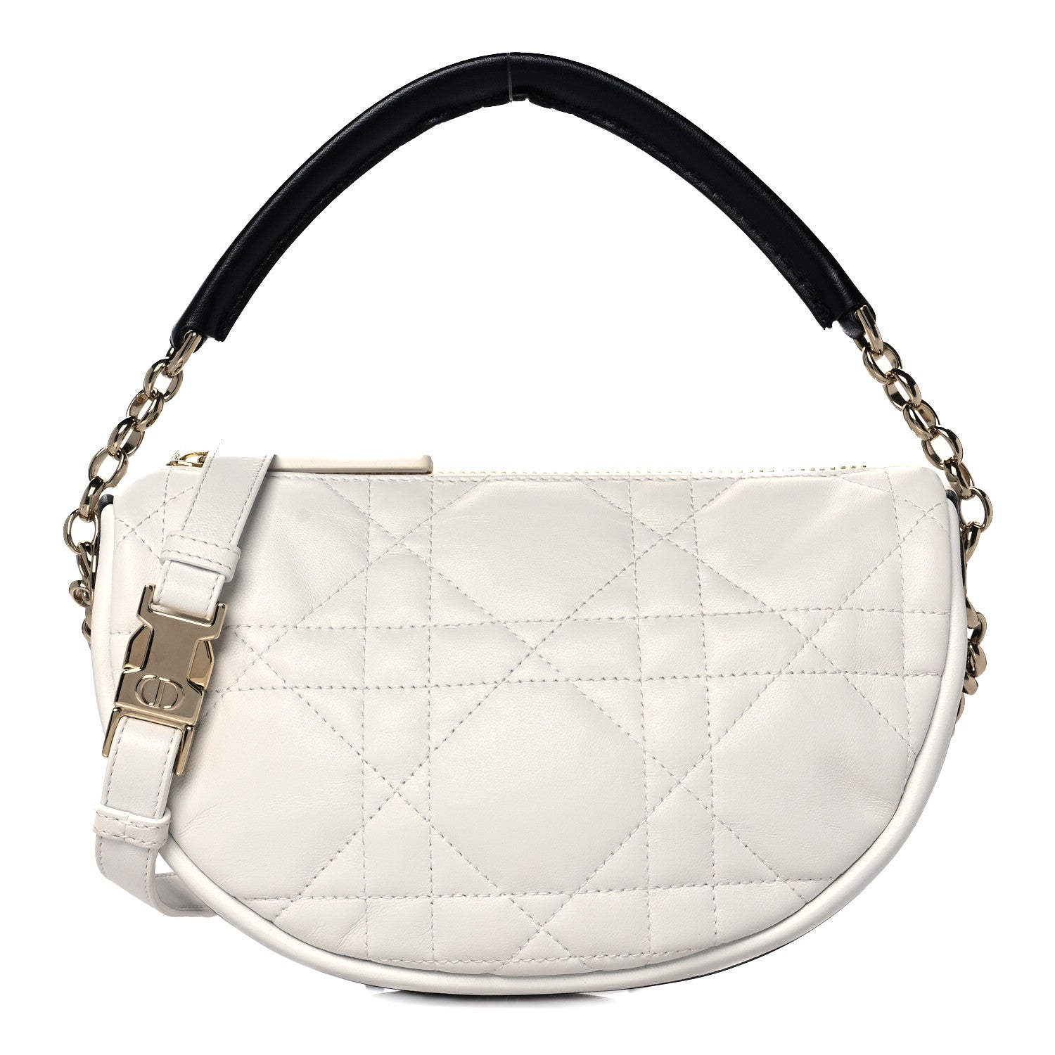 Christian Dior Lambskin Cannage Small Dior Vibe Hobo Bag White 1 of 8