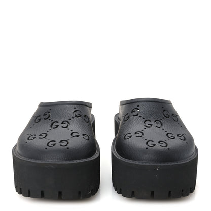 Gucci Rubber GG Monogram Perforated Elea Platform 55mm Lug Sole Sandals 41 Black 3 of 10