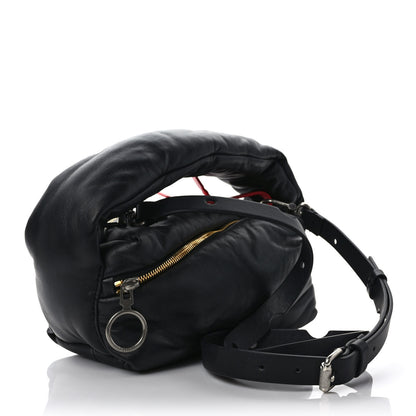 Off-White Calfskin Puffy Pump Pouch Crossbody Bag Black 2 of 10