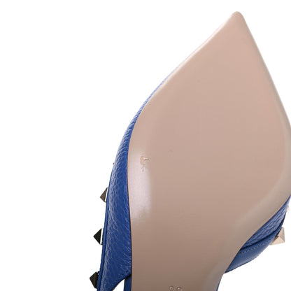 Valentino Garavani Pebbled Calfskin Rockstud Half D'Orsay Slingback 50mm Pumps 36 Baltique 9 of 10