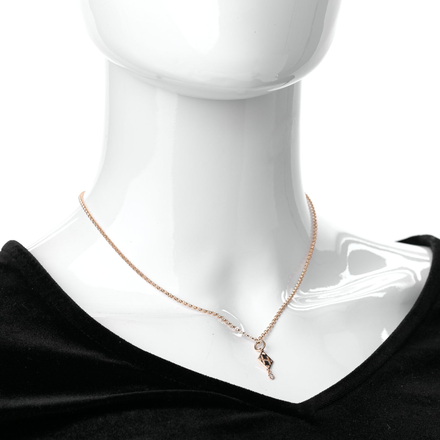 18K Rose Gold Diamond Gambade Pendant Necklace