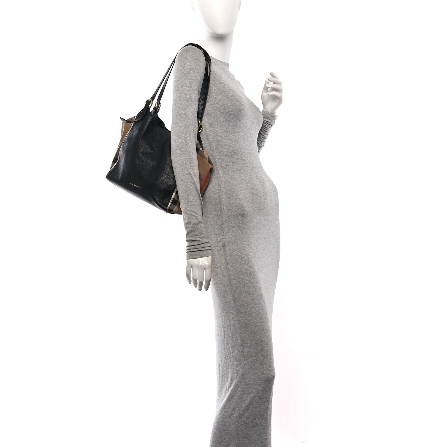 Burberry Grainy Calfskin House Check Small Canterbury Tote Black 2 of 10