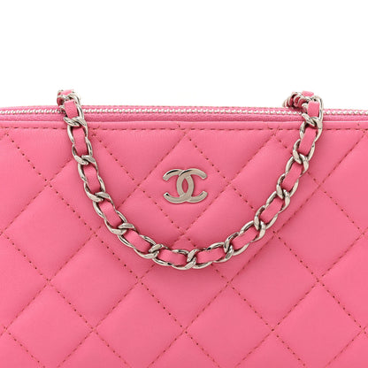 Chanel Lambskin Quilted Small Clutch With Chain Pink 9 of 12