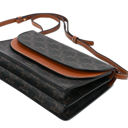 Celine Triomphe Canvas Lambskin Wallet On Strap Tan 13 of 13