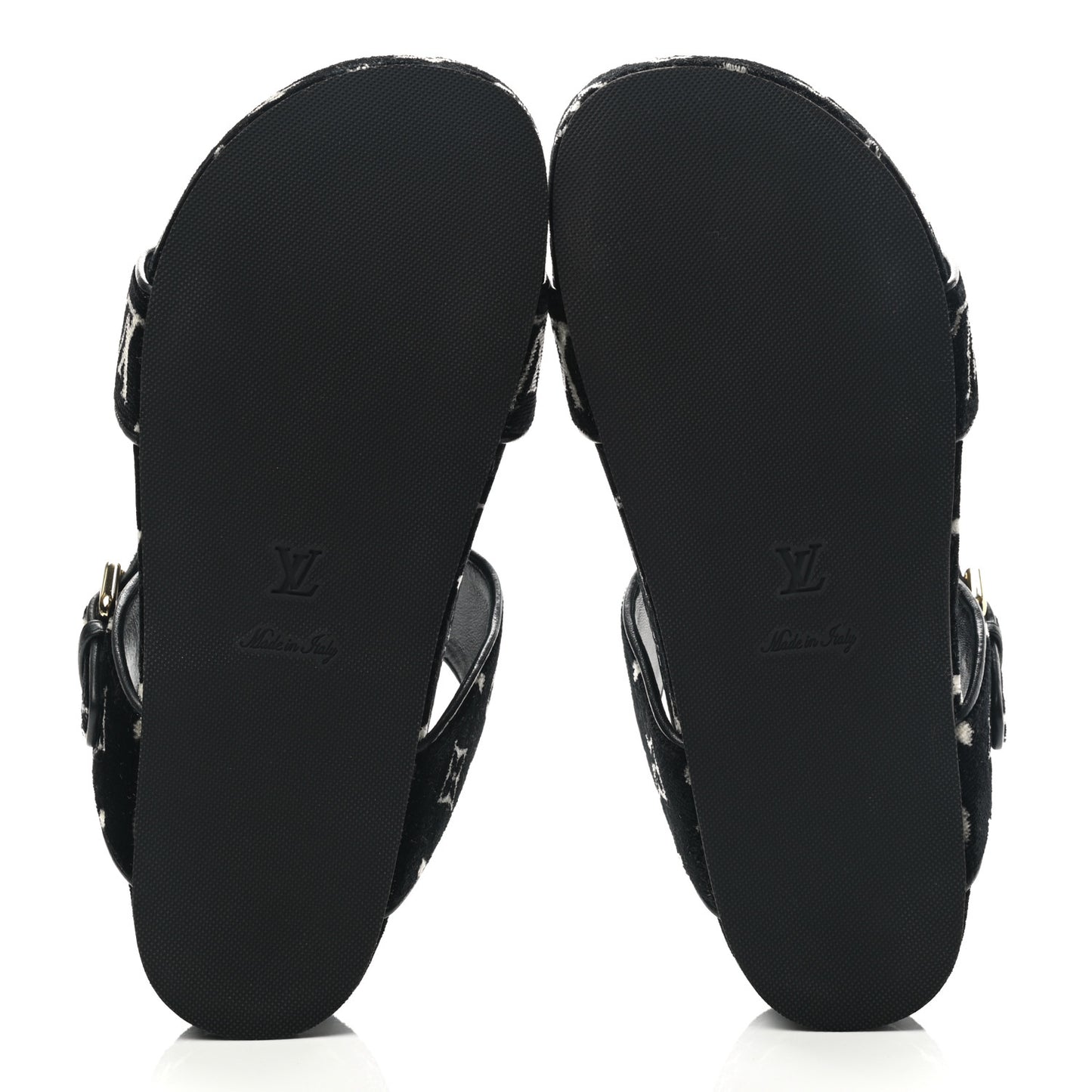 Velvet Monogram Jumbo Flatform Mule Sandals 39 Black White