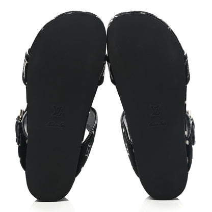 Louis Vuitton Velvet Monogram Jumbo Flatform Mule Sandals 39 Black White 5 of 8