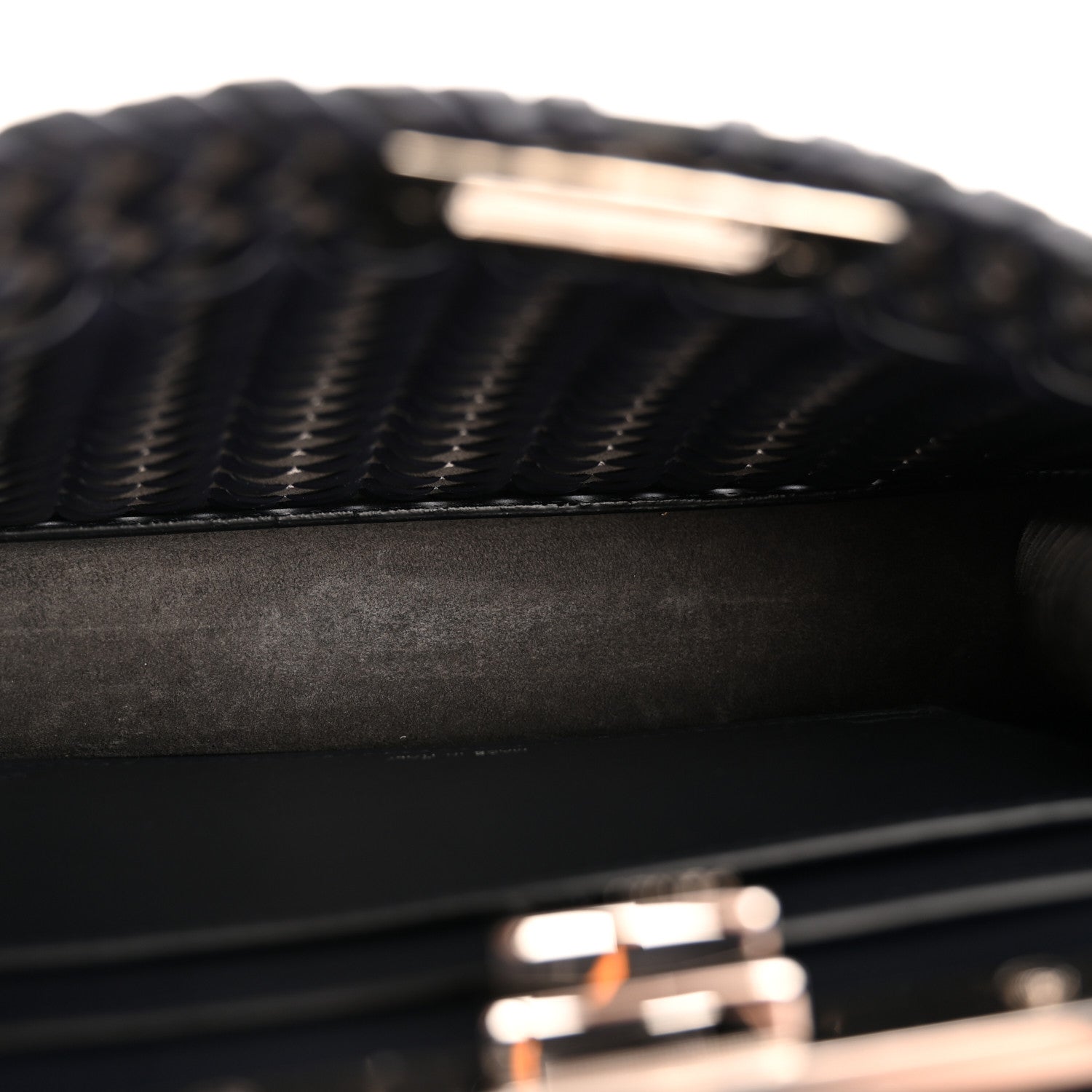 Fendi Vitello King Shiny Nappa Intreccio Petite Peekaboo I SEE U Satchel Midnight 5 of 12