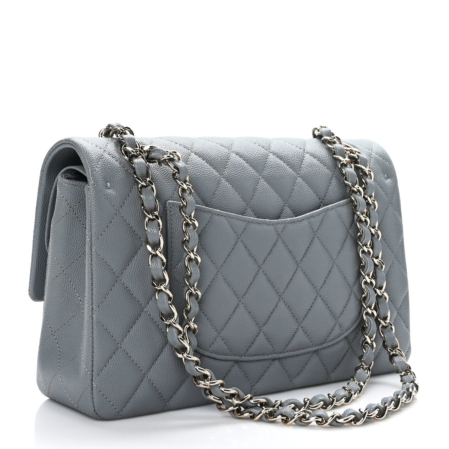 Chanel Caviar Quilted Medium Double Flap Grey 3 of 9