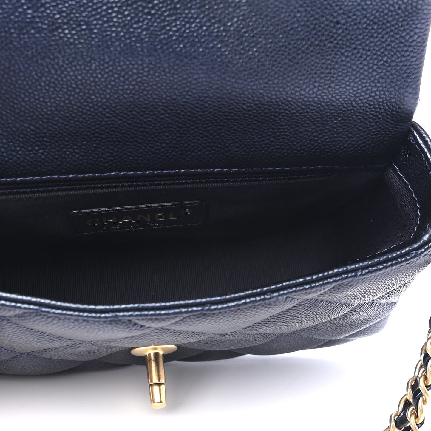 Iridescent Caviar Quilted Mini My Perfect Flap Black
