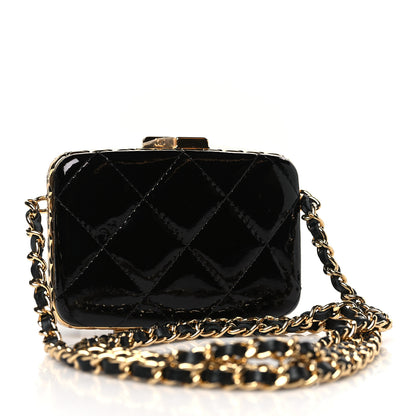 Chanel Glazed Goatskin Quilted Small Box With Chain Black 3 of 10