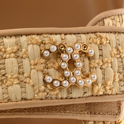 Chanel Braided Fabric Velcro Dad Sandals 39 Beige 12 of 13