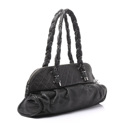 Chanel Distressed Lambskin Large Lady Braid Satchel Dark Grey 2 of 8