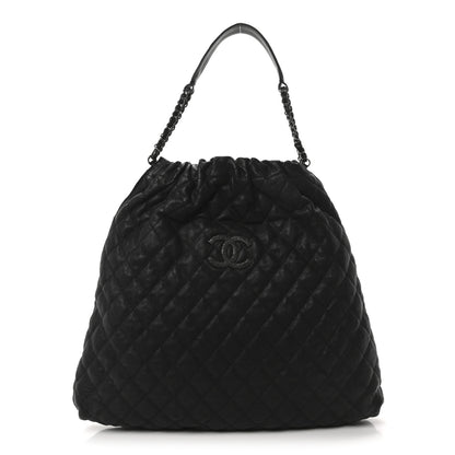Chanel Distressed Glazed Caviar Quilted Large Elastic Tote Black 1 of 10