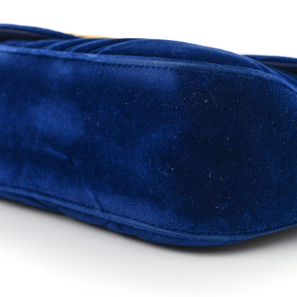 Gucci Velvet Matelasse Medium GG Marmont Shoulder Bag Cobalt Blue 11 of 14